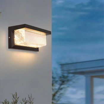 LED Outdoor Wall Lights Warm White Rainproof Wall Mounted Lighting with Striped Acrylic Shade Porch Lights for House Garage Patio Lamp 110-240V