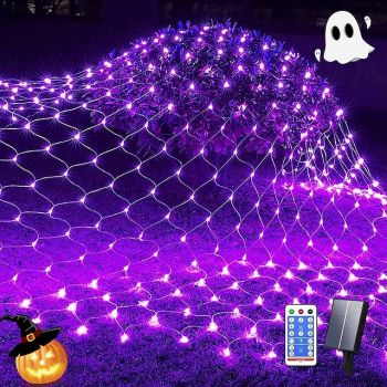 1 Pack Solar Mesh Light Remote Control with Eight Functions for Christmas, Halloween, Wedding, and Festival Indoor and Outdoor Atmosphere Decoration Lights 1.5 * 1.5M-96LED/3 * 2M-192LED/6 * 4M-672LED