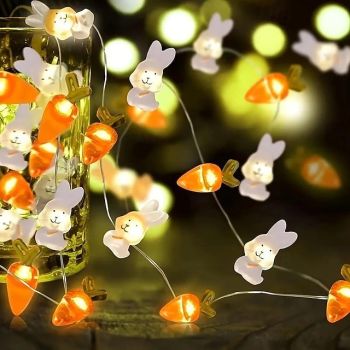 1pc Easter Copper Wire String Light Resurrection Rabbit Carrot Element AA Battery Box Power Supply 1M-10Leds/2M-20Leds/3M-30Leds