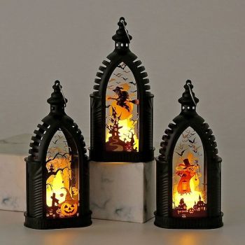 Halloween LED Electronic Candle Light Retro Lantern Atmosphere Decoration Holiday Party Supplies Scene Layout Props
