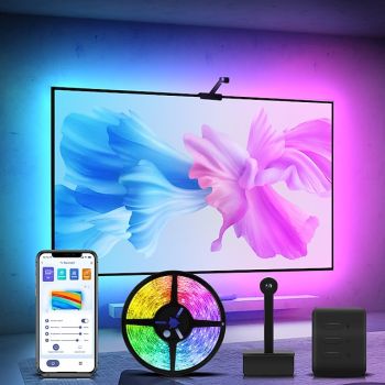 Envisual TV LED Backlights with Camera – 3.8M RGBIC Wi-Fi TV Backlights for TVs and PCs, Works with Alexa and Google Assistant, App Control, Music Sync, Dimmable TV Lights