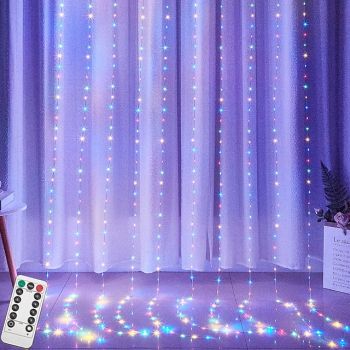 Elegant Wedding Party Reception 3M x 2M LED Curtain String Lights – 200 LEDs with USB & Remote Control for Valentine's & Home Decoration