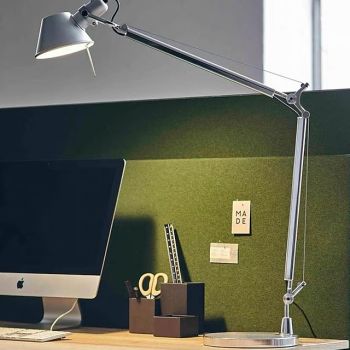 Swing Arm Table lamp LED Silver Table lamp for Desktop Aluminium E27 Flexible Adjustable Eye Care Study Office Table lamp
