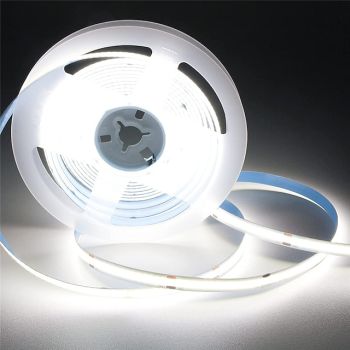 COB Flexible LED Strip Light High Density 5m 16.4FT Warm Cold White CRI 90+ 8mm Width Dimmable LED Ribbon for Bedroom Kitchen Home Indoor Decoration DC12V
