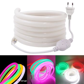 Waterproof Round Neon Flexible LED Light Strips 5M 600 LEDs EL 14mm Warm White White Red Pool Light Strip Cuttable Advertising Fonts Advertising Signboard DIY Party 220 V 1 set