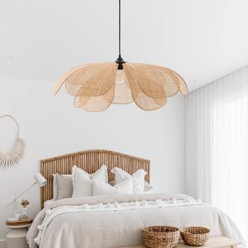 Traditional Bamboo Pendant Lamp Creative Handmade Pendant Light 60cm Retro Bamboo Suspension Lamp Woven Hanging Lamp Wicker Lampshade Hanging Light Fixture for Dining Table,Restaurant 110-240V