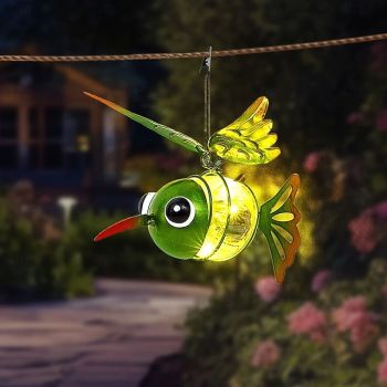 Solar Lanterns Hummingbird Outdoor Landscape Lights Garden Decoration with Spring Hook Waterproof Home Decor for Balcony Terrace Lawn Yard Deck Christmas/Halloween Gift