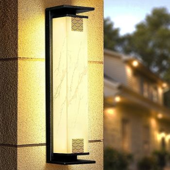 LED Outdoor Wall Light Warm White 75cm  IP65 Modern Sconces Wall Lighting Patio Light Fixture Black Rectangle Lights Marble Wall Lamp for Courtyard,Porch,Garage