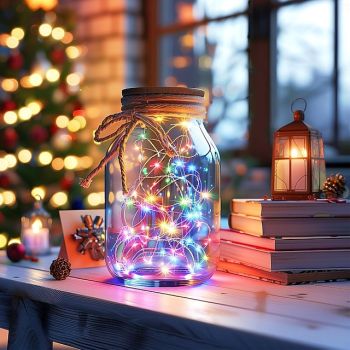 2 Pcs 20M/66FT 200 LED Beads Christmas Halloween Wedding Party Festival Fairy String Lights Indoor and Outdoor Courtyard Garden Decoration Light String USB Power Supply 8 Function Remote Control