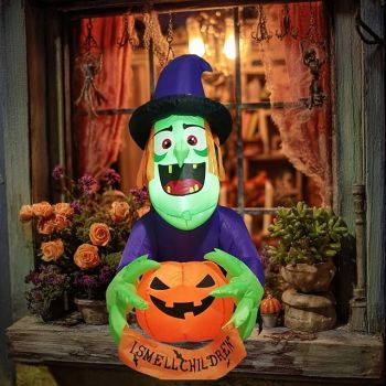 1 Pc Halloween with lights, climbing windows, holding pumpkins, witches, inflatable models, attic display windows, walls, indoor and outdoor parties, festive atmosphere lights