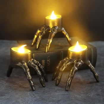 Halloween Skeleton Hand Candle Light Home Decoration Props Skull Foot LED Candle Light Halloween Party Table Decorations 3/6/12pcs