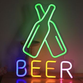 Oktoberfest Cheers Beer Bottle Neon Bar Sign USB ON/OFF Switch Powered LED Neon Light for Pub Party Man Cave Restaurant Club Shop Wall Decor
