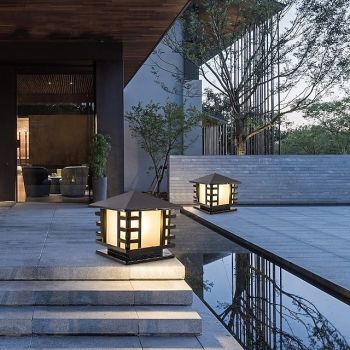 Outdoor Post Lamp 5W Aluminum LED Pillar Post Lantern Column Light Fixture for Yard Entrance Garden 110-240V