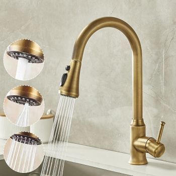 Kitchen faucet - Single Handle One Hole Electroplated Pull-out / Pull-down Centerset Retro Vintage Kitchen Taps Pull Down Kitchen Faucets