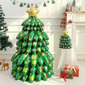 Inflatable Christmas Tree, Self-Standing Balloons, Indoor and Outdoor Christmas Tree Foil Balloons, Perfect Xmas Party Decorations Photo Prop