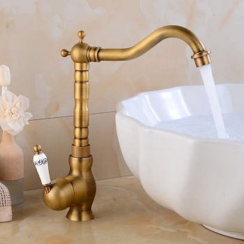 Traditional Kitchen Sink Mixer Faucet with Cold and Hot Hose, Vessel Taps Single Handle Foldable Faucet