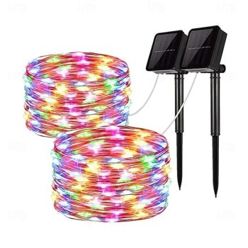 1/2pcs Solar LED String Light, Waterproof Outdoor Garden Fairy Lights, Twinkle LED Lamp for Christmas Party Decorations