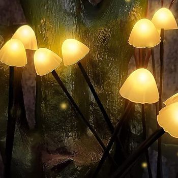 Solar Outdoor Light LED Mushroom Lamp 6/8 Heads Garden Decoration Waterproof Garden Home Lawn Fireworks Light floor Christmas New Year Decoration