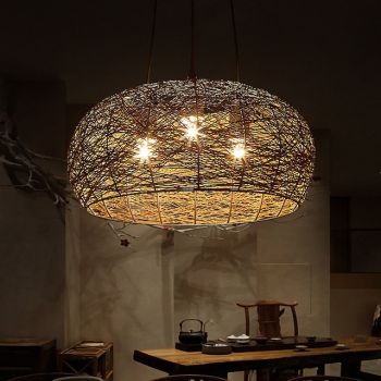 Bamboo Chandelier Retro Rattan E26/E27 Chandelier Ceiling Lighting is Applicable to Living Room Bedroom Restaurant Cafe Bar Restaurant Club 110-240V