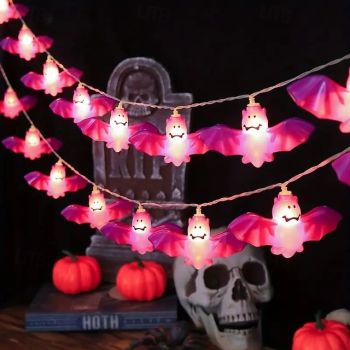 Halloween Pumpkin String Light LED Ghost Bat Light 1.5M 10LEDs Battery Powered Halloween Home Garden Balcony Porch Window Decoration