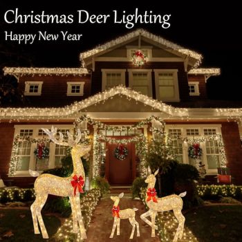 3pcs Christmas Deer Lighting Happy New Year Garden Christmas Glow Deer, Scene Decor, Festivals Decor, Room Decor, Home Decor, Offices Decor, Theme Party Decor, Christmas Decor Acrylic 2D Flat