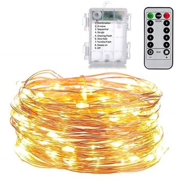 5m Light Sets String Lights 50 LEDs SMD 0603 1 13Keys Remote Controller 1 set Warm White White Multi Color Christmas New Year's Waterproof Party Decorative AA Batteries Powered