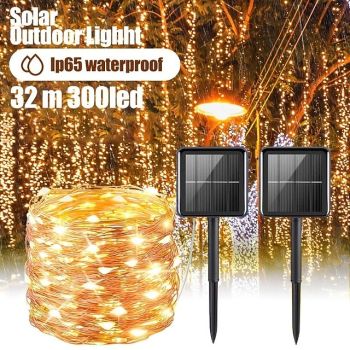 1pc LED Solar Light, Outdoor Waterproof 8Modes Fairy Garland String Lights, Solar Lamp Wedding New Year Holiday Decoration For Christmas Tree Party Garden Outdoor, Halloween Decorations Lights Outdoor