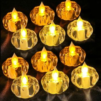 12 Pcs 5.5cm Halloween LED Electronic Light Pumpkin Candle Light Indoor Restaurant Festive Atmosphere Light Warm Light
