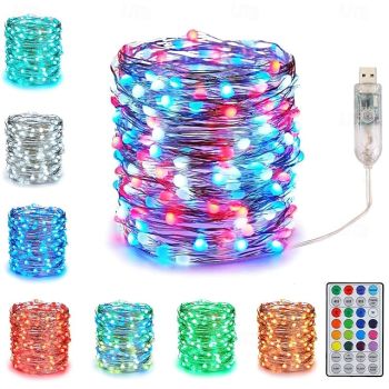 Color Changing Fairy String Lights with Remote Control, Waterproof USB LED Twinkle Lights 16.4ft & 32.8ft for Christmas Decoration, Wedding, Party Decoration