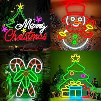 1 Pc Christmas acrylic neon wall light indoor wall Santa Claus Christmas tree snowman reindeer party atmosphere decoration light night light Usb power supply dimmable