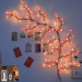 1pcs USB Willow Vine Branch Lights 8 Modes 72/96/144LEDS Warm White Light for Wall Room Kitchen Coffee Shop Christmas Halloween Decor