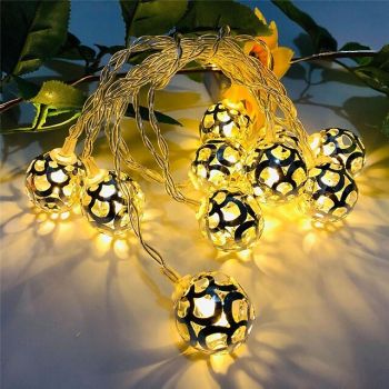 Elegant Wedding Reception Party LED Moroccan Pattern Ball String Lights,Christmas Decorative Night Light for Christmas Festival, Wedding, Party and Courtyard 1pc