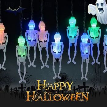 Halloween Skull String Lights 1.5m 10LEDs 3m 20LEDs Battery Powered Ghost Festival Horror Lights Halloween Courtyard Balcony Porch Bar Decor Lights