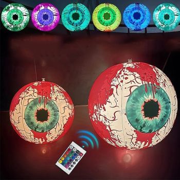 Halloween Decorations LED Inflatable Eye Ball Light with Remote Control RGB Colorful LED Light Ball Outdoor Courtyard Glow Ball