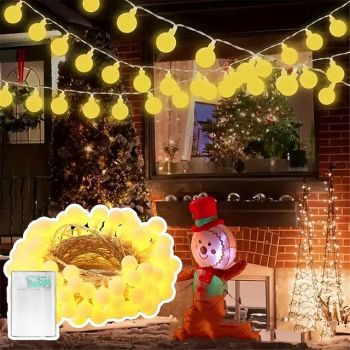 10M 80 LED Globe String Lights Battery Powered, Outdoor String Lights for Christmas, Party, Garden & Holiday Decor
