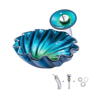 Bathroom Sink / Bathroom Faucet / Bathroom Mounting Ring Contemporary / Antique - Tempered Glass Round Vessel Sink Washbasin Art