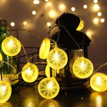 2M 10LED Fairy Lights LED Orange Lemon String Lights Battery Powered Christmas Garland Display Window New Year Wedding Family Party Decoration Without Battery