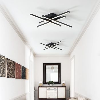 Multi-head Modern Ceiling Light With Remote Dimmable LED Line Semi-recessed Ceiling Light Suitable for Living Room Bedroom Living Room Study Ceiling Lighting Lamps