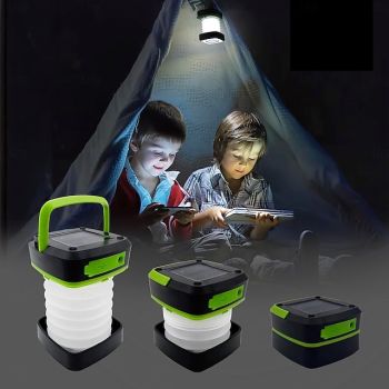 LED Solar Outdoor Lights Folding Solar Camping Lanterns Flashlights LED Hand Light USB Rechargeable Waterproof & Portable Lamp for Camping Emergency Power Outages Hurricanes for Halloween