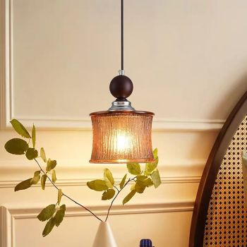 Pendant Lamp Japanese Vintage Walnut Bedroom Pendant Light Modern Minimalist Green Glass Dining Room Hanging Lamp Mid Century Nordic Kitchen Island Chandelier For Bedside Bar Counter Living Room