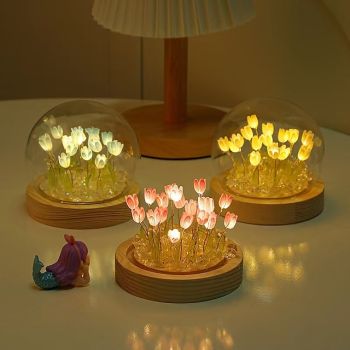 Creative 10pcs Tulip DIY Night Lights Pure Handmade Table Lamps For Room And Bedroom Decoration Atmosphere Lights Small Desk Ornaments Birthday Gifts Best Mother's Day Gift