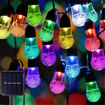 5M 20LED Acrylic Bulb Waterproof Lamp String 8-Mode Control Courtyard Christmas Decoration Lamp Festive Party Atmosphere Lamp EU US Plug