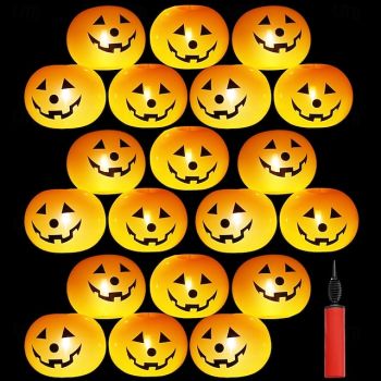 20 Pcs Halloween Pumpkin Balloon Light LED Electronic Decorative Light Indoor and Outdoor Party Atmosphere Decorative Light