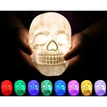 Halloween Skull Lamp Skeleton LED Night Light with 7 Changing Color Light and Remote Control for Home Decoration Halloween