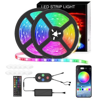 Smart RGB Led Strip Lights 10M 32.8ft Music Sync 600LEDs Color Changing Bluetooth APP Control for Bedroom Room TV Party Bedroom Room TV Backlight PC Desk Kitchen