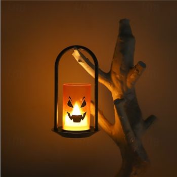 1 Pc Halloween Candle Light Pumpkin Expression Nightlight Desktop Decoration Prop Ornament Small Oil Lamp Small Nightlight