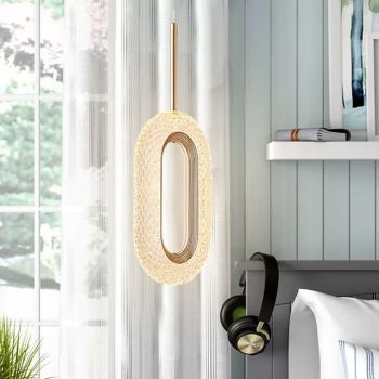 Crystal Pendant Light, 1-Light ModernPendant Light, 8W Dimmable LED Ceiling Hanging Light Fixture for Kitchen Island Bedroom Dining Room