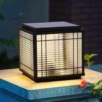 LED Outdoor Solor Post Light  30cm 1-Light Square Outdoor Post Light Fixture Waterproof Courtyard Pillar Lamps for House Porch Patio Outside Deck Garage Yard Exterior Post Lantern Lamps