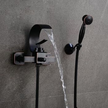 Bathtub Faucet - Modern Contemporary Electroplated Wall Installation Ceramic Valve Bath Shower Mixer Taps Durable Bathtub Faucet