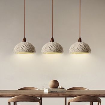Modern Cement Pendant Light, Industrial Wood Dome Chandelier for Kitchen Island, Retro Rural Bedroom Industrial Hanging Ceiling Lamp Fixture Living Room Hallway Bedside